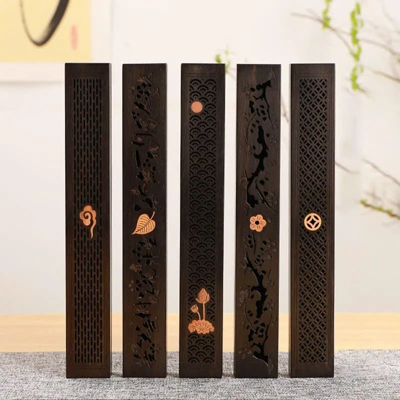 Premium Ebony Wood Agarwood Incense Burner Box – Stickless Oud Incense Box (23.5 cm)